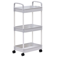 Chariot de rangement rectangulaire en plastique à roulettes pour salle de bain et cuisine, étagère mobile pour maison préfabriquée