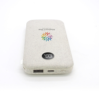 2022 Ramah Lingkungan Jerami Gandum LCD Display Ramping Power Bank Dibangun 3 In 1 Kabel Power Bank 10000Mah Gadget Promosi Portabel