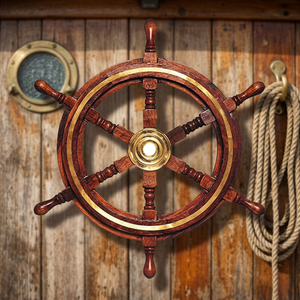 Handcrafted <b>Wooden</b> Ship Wheel Wall Decoration Antique Style Polished Technique TMI Brand Uttarakhand Love Theme for Home Decor - Product Image 6
