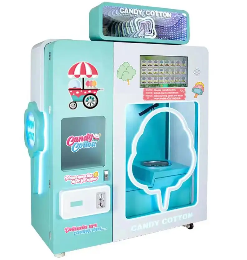 New arrival robot cotton candy vending machine in mall intelligent commerical cotton candy marshmallow machine