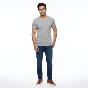 T-shirt personnalisé 100 % coton à col rond respirant coupe décontractée pour homme, idéal pour le fitness estival, vente chaude, en tissu non tissé vierge - Product Image 1
