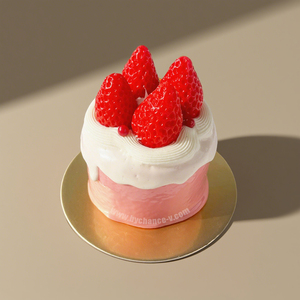 Modèle de mini-gâteau aux fraises artificiel réaliste, accessoire alimentaire pour scène et cinéma, réutilisable, en bois, pour vitrine de café, fête, Thanksgiving - Product Image 1