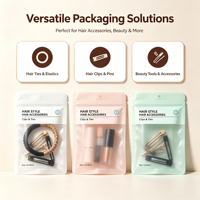 Pochette personnalisée à soufflets avec fermeture éclair pour accessoires capillaires, en PET dépoli transparent, réutilisable, anti-poussière, impression personnalisée, pour rangement de pinces et attaches, 13x18cm