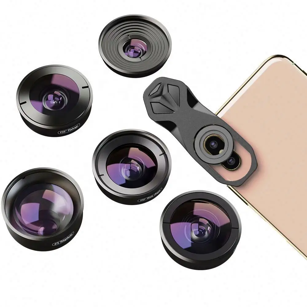 Apexel Selfie Profesional Pro Lensa Kamera HD Fisheye Wide Angle Makro Teleskop Perjalanan Smartphone Lensa Kit