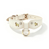Collier pour chien en cuir de vachette orné de cristaux Dego, pour chiens de petite/moyenne taille, à libération rapide, élégant, luxueux, réglable et confortable