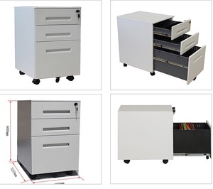 Meuble de rangement mobile à 3 tiroirs en métal blanc de haute qualité pour bureau, très demandé - Product Image 4