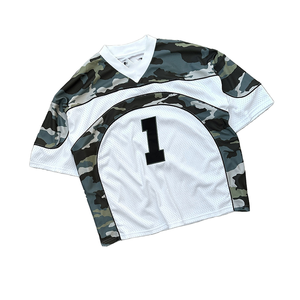 Maillot en maille personnalisé de haute qualité 100 % polyester, coupe carrée, col en V, séchage rapide, manches courtes, motif camouflage pour homme - Product Image 1