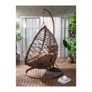Fauteuil oeuf de jardin suspendu moderne de luxe en rotin personnalisé pour jardin extérieur en PE rotin métal sur pied balançoire de patio - Product Image 3
