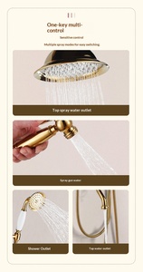 Ensemble <span class=keywords><strong>de</strong></span> <span class=keywords><strong>douche</strong></span> mural réglable en laiton doré, style français, luxe léger, mitigeur chaud/froid, effet pluie rétro, avec <span class=keywords><strong>barre</strong></span> coulissante, garantie 3 ans - Product Image 4