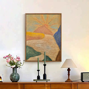 Peinture à l'huile abstraite peinte à la main, effet visuel 3D, cadre en bois, pour décoration de salon, bureau, salle de thé - Product Image 2