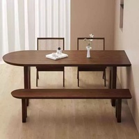 Ensemble de table à manger moderne en bois massif pour 4 personnes, respectueux de l'environnement, avec chaises à dossier incurvé pour les espaces d'appartement confortables