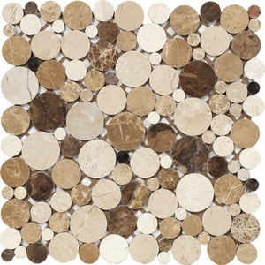 Mosaico de Mármol Natural con Burbujas Redondas en Beige o Marrón para Pisos de Baños y Revestimientos - Product Image 1