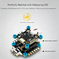 Hobbywing XRotor F7 Flight Stack 45A 65A AM32 4in1 ESC 3-6S FPV Racing Drone Flight Controller Combo Compatible avec DJI VTX