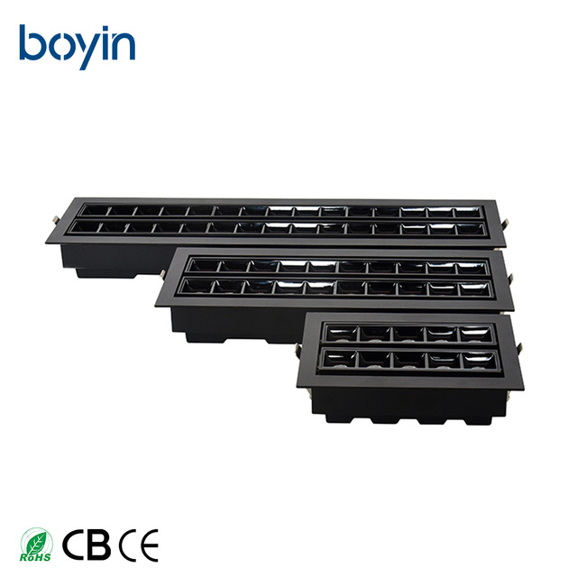 Hot Sale Modern Black Anti-Glare LED Linear Downlight 10*2w 20*2w 30*2w Recessed Aluminum Square Grille Lights Dimmable