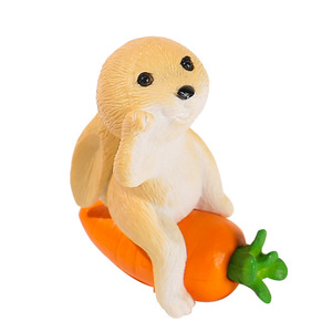 Figuras de conejos adorables con zanahorias, mini adornos de jardín para decoraciones interiores y exteriores - Product Image 5
