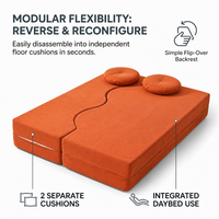 Canapé convertible en forme de S, capitonné, deux places, avec revêtement en tissu chenille, canapé modulaire pour salon de villa