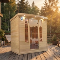 Sauna de infrarrojos lejanos Big Bear para 4 personas, comercial, moderna, ecológica, de bajo EMF, de madera maciza, ligera y de fácil operación.