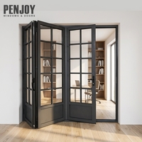 Porte pliante horizontale en aluminium à rupture de pont thermique Penjoy, isolation thermique, double vitrage trempé, couleurs personnalisées pour l'extérieur