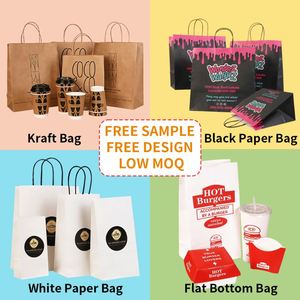 Bolsa de Papel Kraft Blanca/Marrón para Comida para Llevar, con Asas, Personalizada con Logotipo, Ecológica, Reciclable, para Restaurantes - Product Image 5