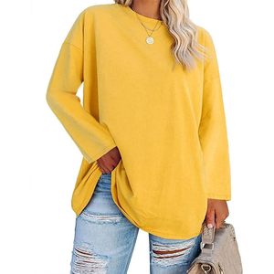 Chemisier ample à manches longues pour femme grande taille, col rond, coupe décontractée, en coton, tunique décontractée d'hiver - Product Image 1