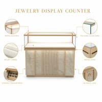 Vitrine de présentation de bijoux LED personnalisée, présentoir de montres, comptoir de présentation de bijoux pour boutique, magasin de détail, vente en gros