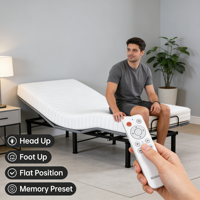 Sommier électrique silencieux et pliable, durable, avec moteur ultra-silencieux, base de lit inclinable réglable pour chambre d'appartement moderne