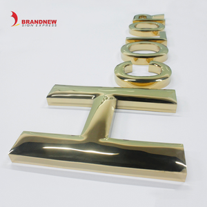 品牌标志制造商定制户外批发定制光彩金色光泽金属字母标志金镜模制字母 - Product Image 5