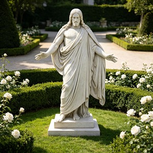 Estatua de la Divina Misericordia de Jesús con Rayos de Luz, Estilo Europeo, Mármol Blanco para <span class=keywords><strong>Iglesia</strong></span> o Jardín - Product Image 2