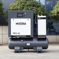 Compresor de Aire de Tornillo Rotativo 4 en 1 de Alta Presión (13 bar), Unidad Estacionaria Refrigerada por Aire, 22/30/37kW, Motor Lubricado con Aceite, PLC