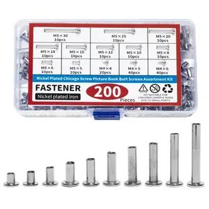 200 Uds tornillos Phillips Chicago cinturón de cuero monedero tornillo de encuadernación álbum de fotos calendario clavos <span class=keywords><strong>remaches</strong></span> de encuadernación - Product Image 3