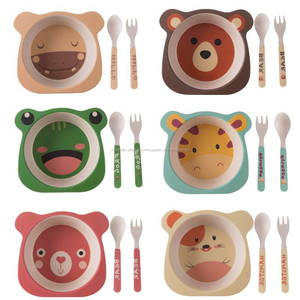Forma linda de fibra de bambú de la cena para los niños <span class=keywords><strong>restaurante</strong></span> con 3pcs conjunto de cena <span class=keywords><strong>y</strong></span> bambú tazón de sopa - Product Image 6