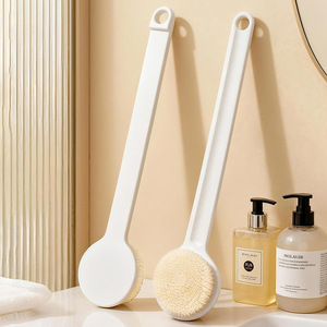 Bathroom <b>Shower</b> Brush Long Handle Soft Bristles Body Scrubber Pearl White For <b>Bath</b> Cleaning - Product Image 1