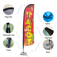 Drapeau publicitaire extérieur personnalisé en gros avec kit de base de mât, drapeau de plage, drapeaux promotionnels, bannières, signalétique pour salon de coiffure