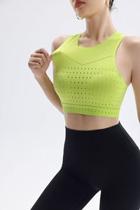 Haut court en maille respirante coupe-vent avec logo personnalisé pour marathon, soutien-gorge de sport extensible sans couture, débardeur court à séchage rapide pour femme - Product Image 3