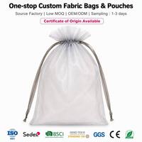 Sac en organza personnalisé à double couche avec cordon de serrage, 36x45cm, pour vêtements et cadeaux, sac en organza blanc, logo OEM, vente en gros