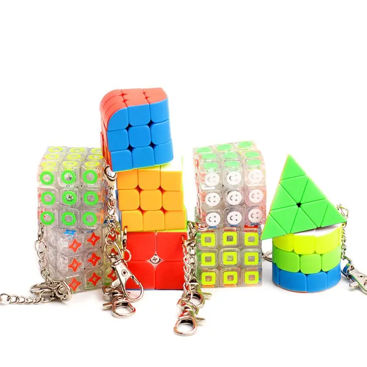 Mini third order magic cube with key chain creative accessories pendant educational toys for kids adult