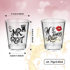 Stock 2 pz/set <span class=keywords><strong>Mr</strong></span> destra e signora sempre a destra novità coppia Shot bicchieri con confezione regalo per la festa di nozze bomboniere per gli ospiti - Product Image 2