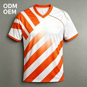 เสื้อฟุตบอลและชุดกีฬาพิมพ์ลายโลโก้ตามสั่ง ระบายอากาศได้ดี แขนสั้น สำหรับผู้ชาย ขายดี - Product Image 1