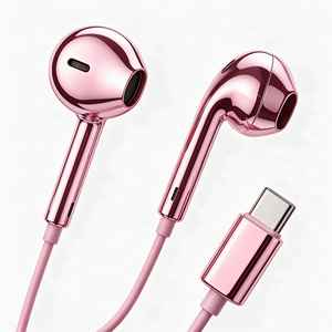 Auriculares Cromados con Baño de Oro y Plata, Auriculares Intrauditivos Cromados, Auriculares con Cable Tipo C, Auriculares Metálicos con Cable - Product Image 5