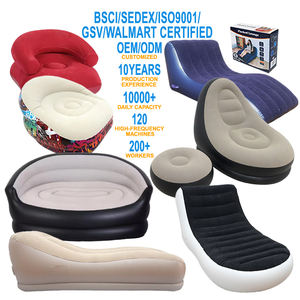 Sofá Inflável Moderno de PVC para Sala de Estar, Cadeira Lounge com Descanso para os Pés, Sofá-Cama Marrom - Product Image 1