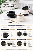 Lot de tasses à café en céramique motif marbre, grande capacité, personnalisable avec logo, compatible lave-vaisselle, portable, pour la maison, le bureau, le café, la salle à manger, cadeau