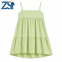Robe d'été décontractée Zesheng pour femme, imprimé numérique à carreaux, mini-robe sans manches à fines bretelles, coupe trapèze, style plage, avec poches, fluide