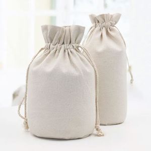 Sac de rangement cadeau en toile de jute écologique et recyclable avec logo personnalisé créatif, fond en coton biologique, cordon de serrage, vente en gros de bijoux - Product Image 4