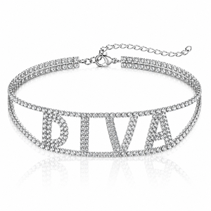 Collier ras du cou élégant avec logo DIVA et strass, motif grec Delta Sigma Theta, pour sororité 1913 - Product Image 6