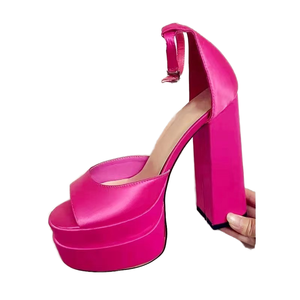 Summer New High <b>Heel</b> Women's Sandals Hate High Thick Bottom One Word Buckle Strap for Sexy <b>Dance</b> - Product Image 5