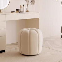 Tabouret de maquillage blanc rond avec rangement, pouf de salon rond