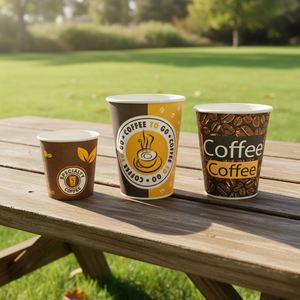 Gobelets à café jetables personnalisables en papier biodégradable simple couche, imperméables et durables, sur mesure pour restaurants - Product Image 1