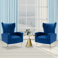 Fauteuil de lecture à dossier haut Accent, pieds en métal, modèle scandinave AMZ, personnalisable, salon, canapé confortable, velours avec or