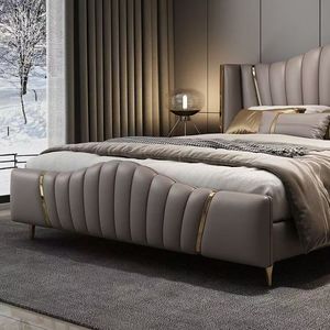 Gran oferta, conjunto de muebles de dormitorio de lujo moderno y Popular, cajones de almacenamiento de diseño de Hotel tamaño King, cama de cuero tamaño <span class=keywords><strong>Queen</strong></span> con almacenamiento - Product Image 3