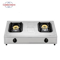 Table de cuisson à gaz 2 brûleurs en acier inoxydable, allumage électronique, fonctionnement facile par batterie/électrique, économe en énergie, pour extérieur et hôtels